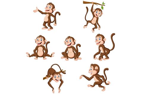 Cartoon Monkeys Clip Art Set Graphic By Tigatelu Thehungryjpeg