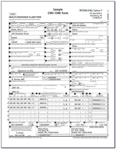 Free Fillable Hcfa 1500 Claim Form Form Resume