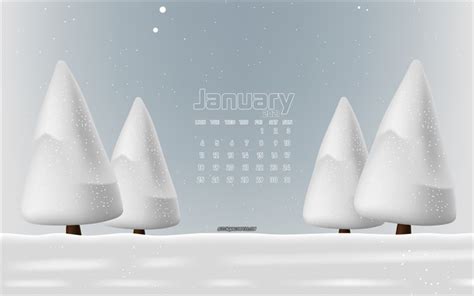 Download Wallpapers 2021 January Calendar 4k Winter Landscape Winter