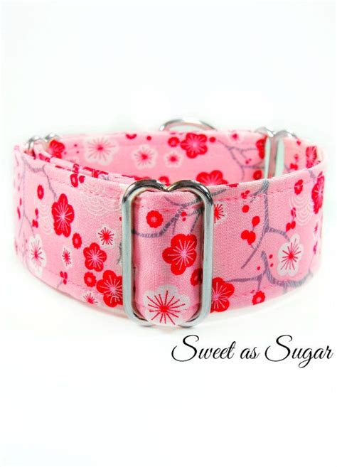 Pink martingale dog collar, girly dog collar, 2 inch ...