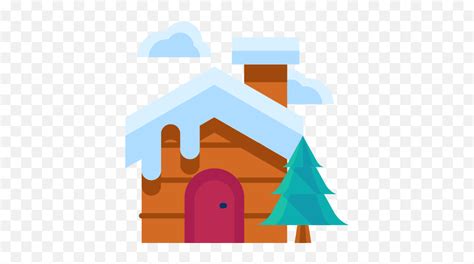 Winter Forest Home House Tree Winter Icon Flat Emojicabin Emoji