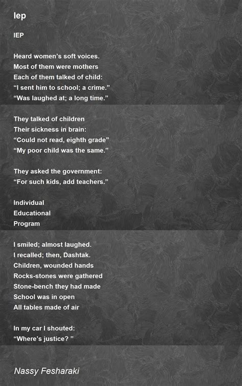Iep Poem By Nassy Fesharaki Poem Hunter