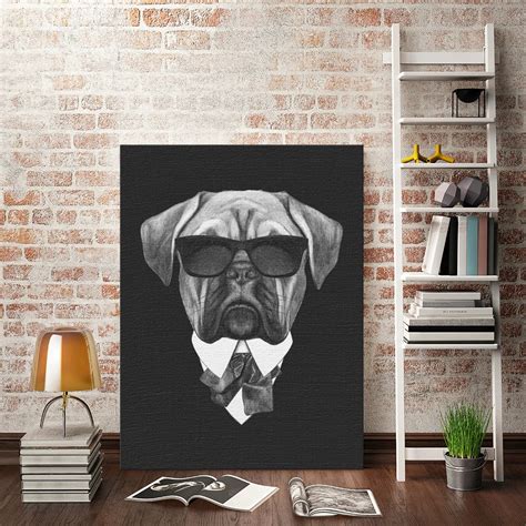 Modern Abstract Black White Vintage Italy Mafia Animals Dog Canvas
