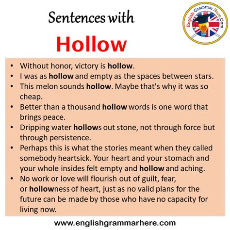 Sentences With Hollow Hollow In A Sentence In English Sentences For