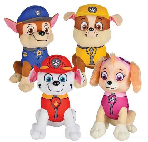 Paw Patrol Characters Set Of 4 Marshall Chase Rubble Skye 8 Plush