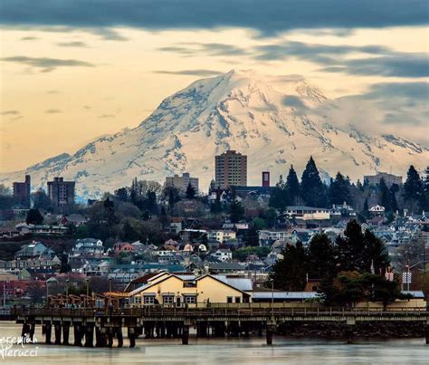 Mt Rainier Standing Watch Over Tacoma Washington Photographer