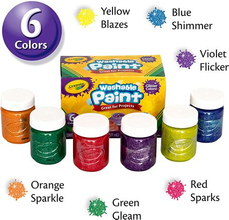 Crayola Washable Glitter Paint 6 Colours