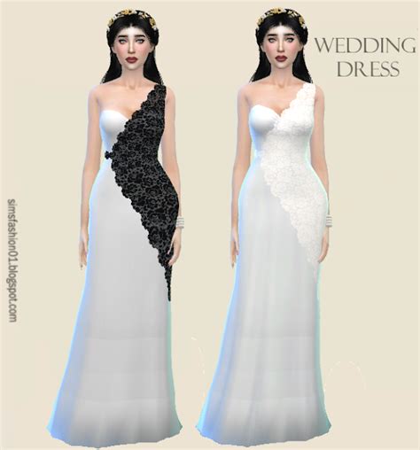 Sims Fashion01 Simsfashion01 Wedding Dress With White Lace The Sims 4