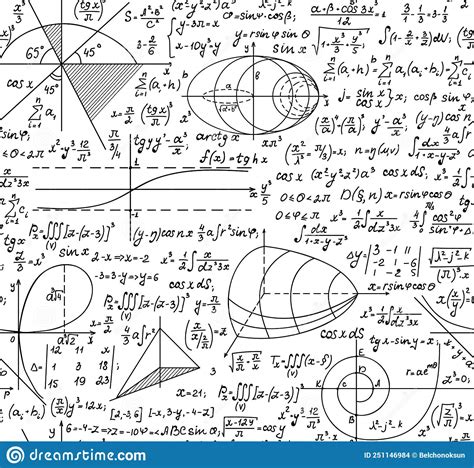 Mathematical Scientific Vector Seamless Pattern With Geometry Plots