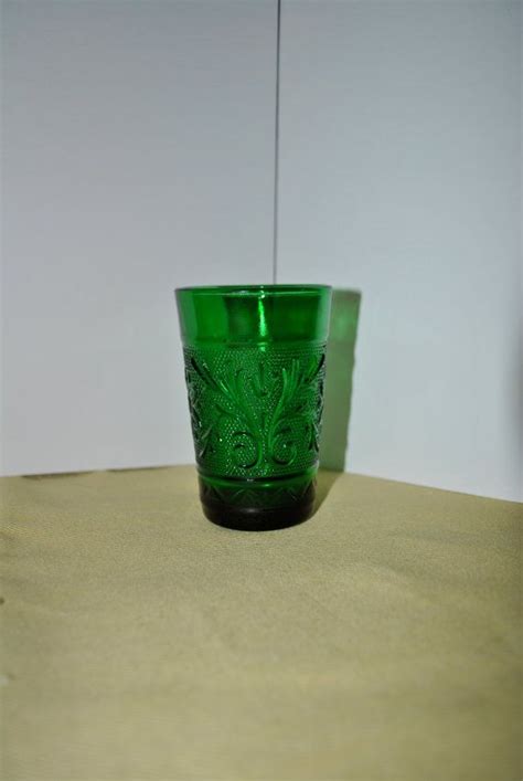 Vintage Green Juice Glass By Allensartistry On Etsy Green Juice Vintage Green Shot Glass Vase