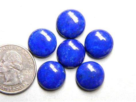 1 Pair 14x14 Mm Lapis Lazuli Cabochon Gemstone Round Shape Gemstones