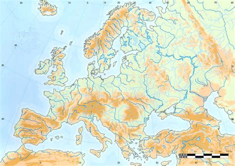 Physical Map Of Europe Rivers And Mountains