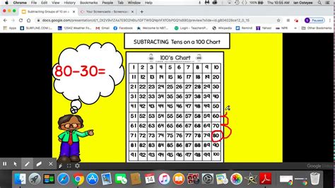 Subtracting Tens On A 100 Chart Youtube