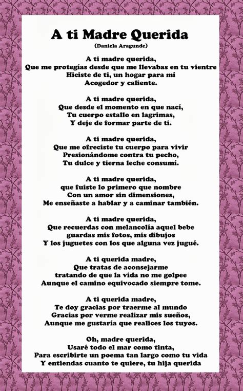 Mothers Day Poems In Spanish Poema Para La Madre Pensamientos Para