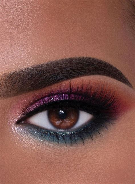 65 Pretty Eye Makeup Looks Teal And Purple Eye Shadow Look