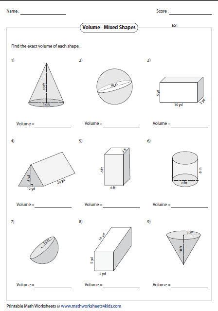 Areas And Volumes Of Similar Solids Worksheet Answers