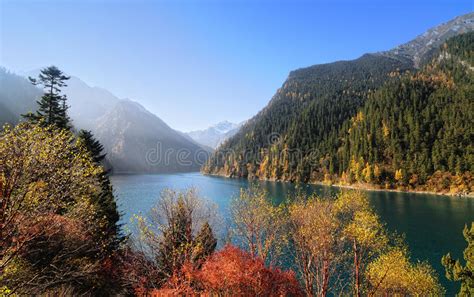 Long Lake At The Jiuzhaigou National Park In Sichuan China Stock Photo