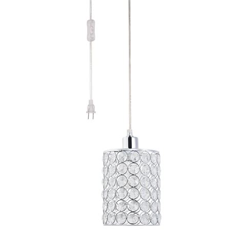 Want a chandelier but don't have an electrical. Globe Electric 15 ft. 1-Light Chrome/Crystal Cylindrical ...