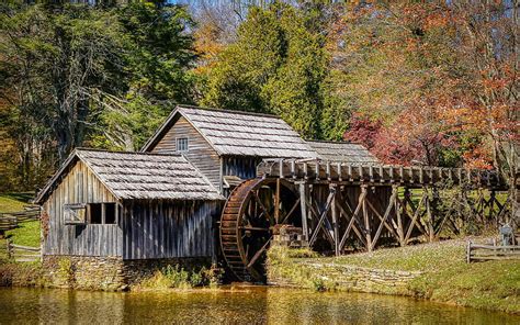 Usa Watermill Mabry Mill Nature Autumn Forest 3840x2400 Forest Mill Hd