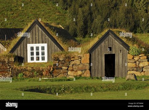 Old Traditional Farms Of Skogar Ecomuseum South Iceland Stock Photo