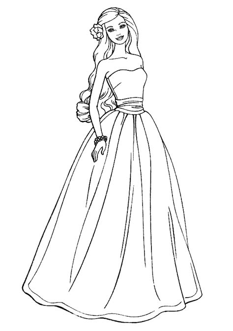 Barbie In Dress Coloring Page Free Printable Coloring Pages