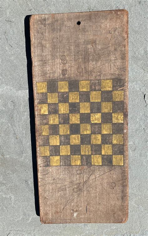 Vintage Primitive Wood Checker Board W Yellow And Black Squares Etsy