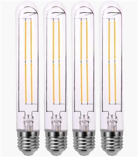 4 Pack T10 Led Bulb 8w Dimmable E26 Base Tubular Light Bulb 2700k Warm