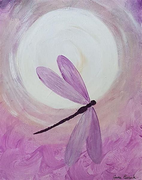 Purple Dragonfly In Moonlight Etsy Dragonfly Artwork Art