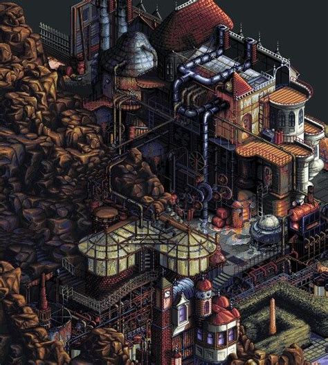 Steam Punk Factory Pixel Art Pixel Art Games Pixel Art Architecture Art
