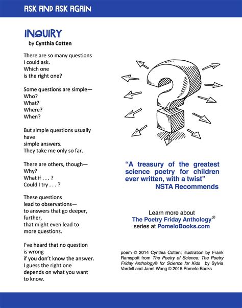 Encourage Question Asking With This Poem Inquiry By Cynthia Cotten