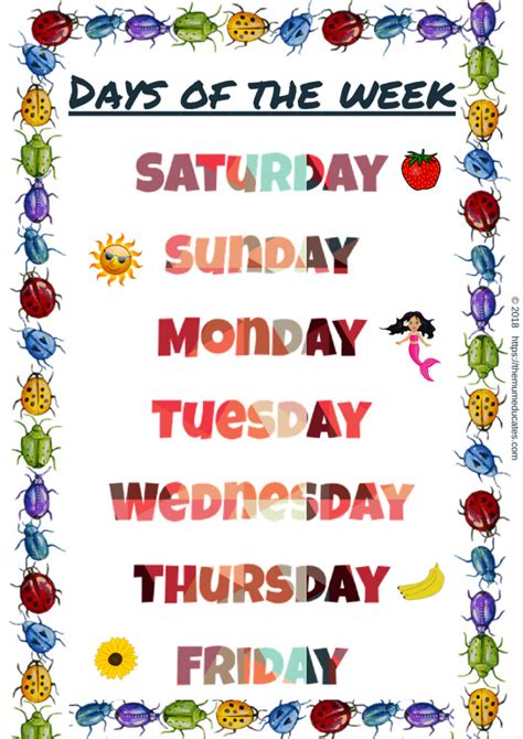 Free Printable Days Of The Week Poster Get Your Hands On Amazing Free