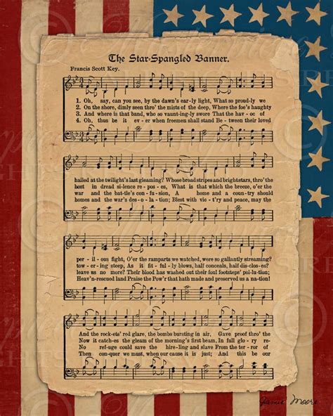 The Star Spangled Banner American National Anthem Printable Vintage