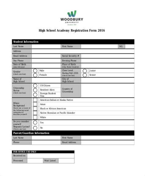 Free 12 Sample School Registration Forms In Pdf Word Excel