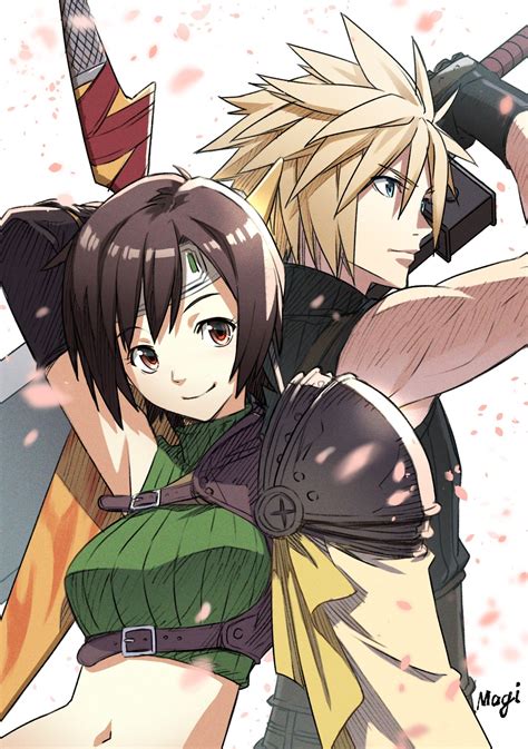 Cloud Strife And Yuffie Kisaragi Final Fantasy And 2 More Drawn By
