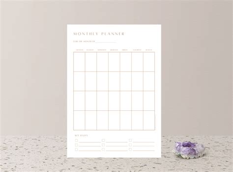 Neutral Printable Monthly Planner Calendar Feminine Nude Etsy