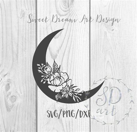 Floral moon svg Moon with flowers svg Moon flowers svg | Etsy
