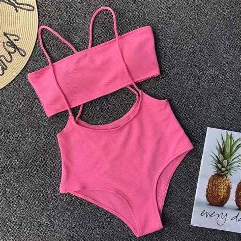navsegda 2019 one piece solid sexy monokini summer beach wear bathing suit biquini pink bikini