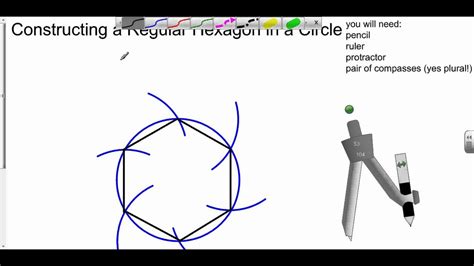 Fold the top and the bottom to the center fold as shown. Constructing a Regular Hexagon in a Circle - YouTube