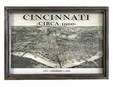 Vintage Cincinnati map - framed repro 1900 map of Cincinnati, Ohio