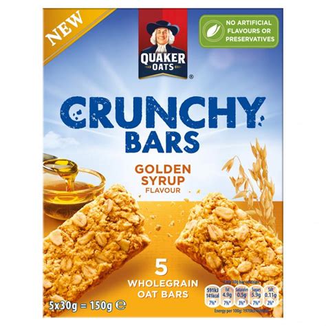 Quaker Oats Crunchy Bars Golden Syrup Flavour 5 X 30g Approved Food