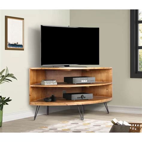 Lockheart Solid Wood Corner Tv Stand For Tvs Up To 43 In 2021 Wood