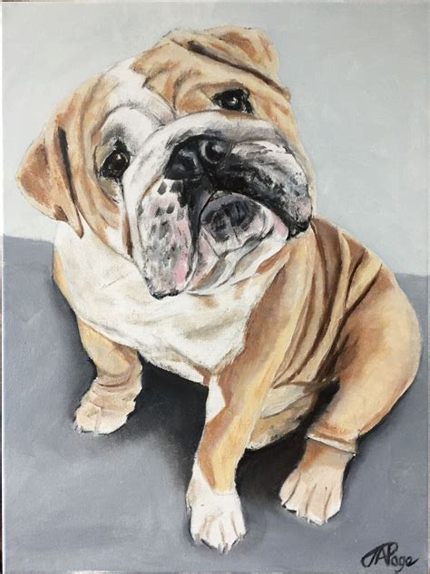 An Oil Painting Of An English Bulldog English