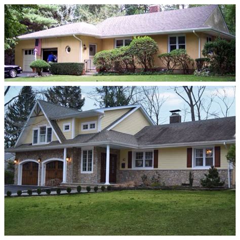Before And After Curb Appeal Change Roofline On 1 Level House Add A
