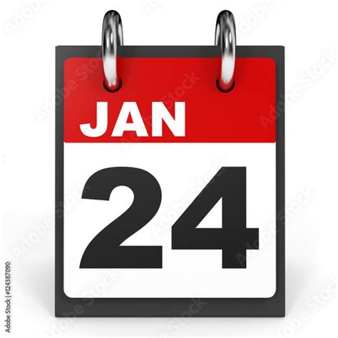 January 24 Calendar On White Background Stock Photo And Royalty