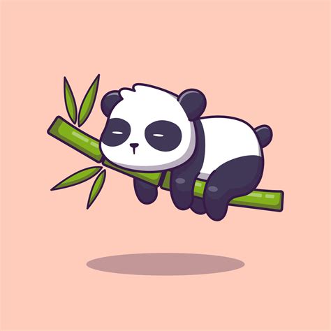 Cute Panda Sleeping Bamboo Cartoon Vector Icon Illustration Animal