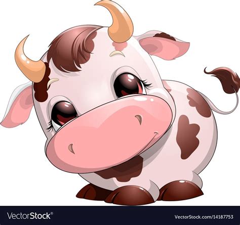 Cute Baby Cow Cartoon Vector Image On Vectorstock Cute Baby Cow Baby