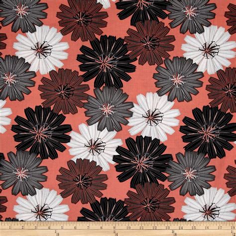Coral Floral Fabric Fabric By The Yard Fat Quarter Floral Etsy