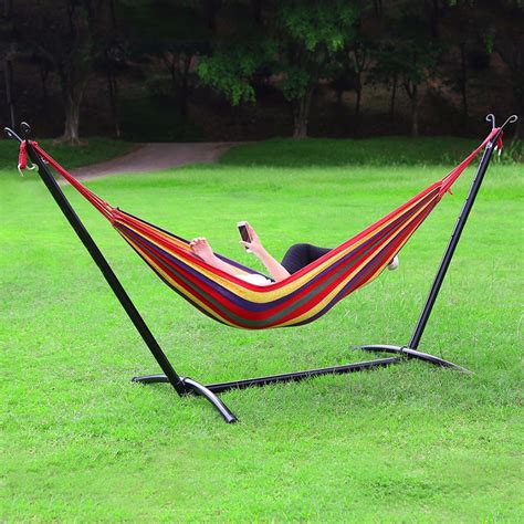 Hlc Portable Hammock For Camping Backpacking Hiking Woven Cotton Fabric