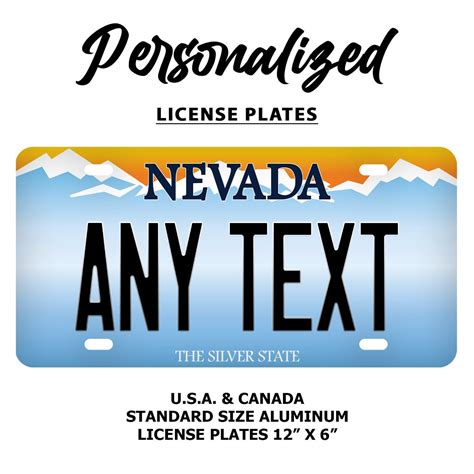 Custom Nevada License Plate Personalized Name All 50 Etsy