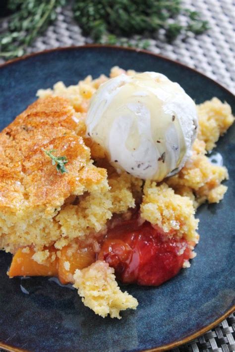 Peach Cobbler With Honey Thyme Biscuits Peach Cobbler